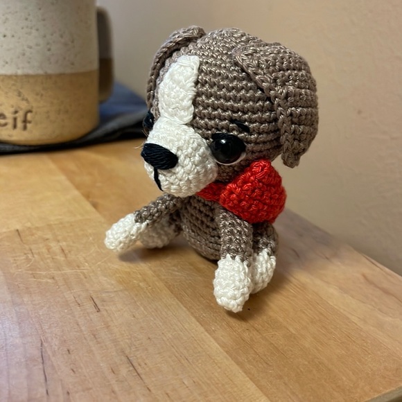 Hand Crafted Other - Handcrafted Puppy Dog With Bow Decor Amigurui Crochet Figure Toy